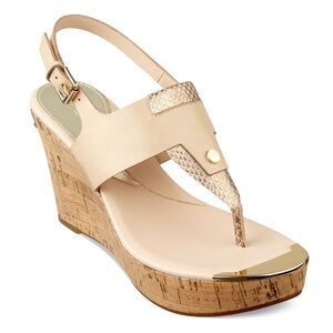 Guess Magli Platform Wedge Thong Sandals In Natural Size 7M